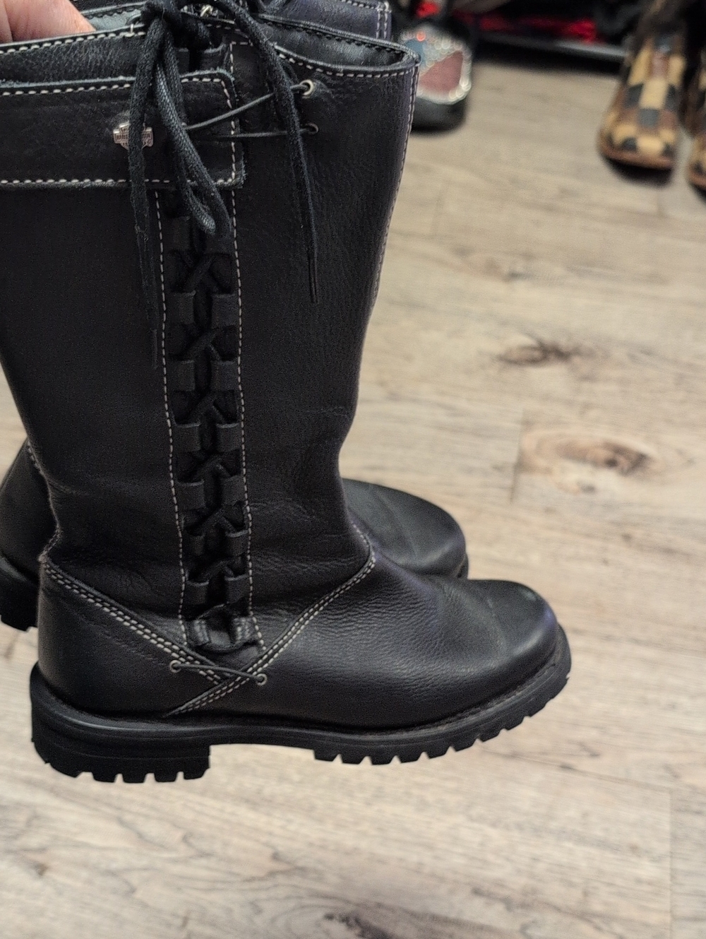 Harley-Davidson All Leather Women's Motorcycles Boots Half Calf Zip-ups